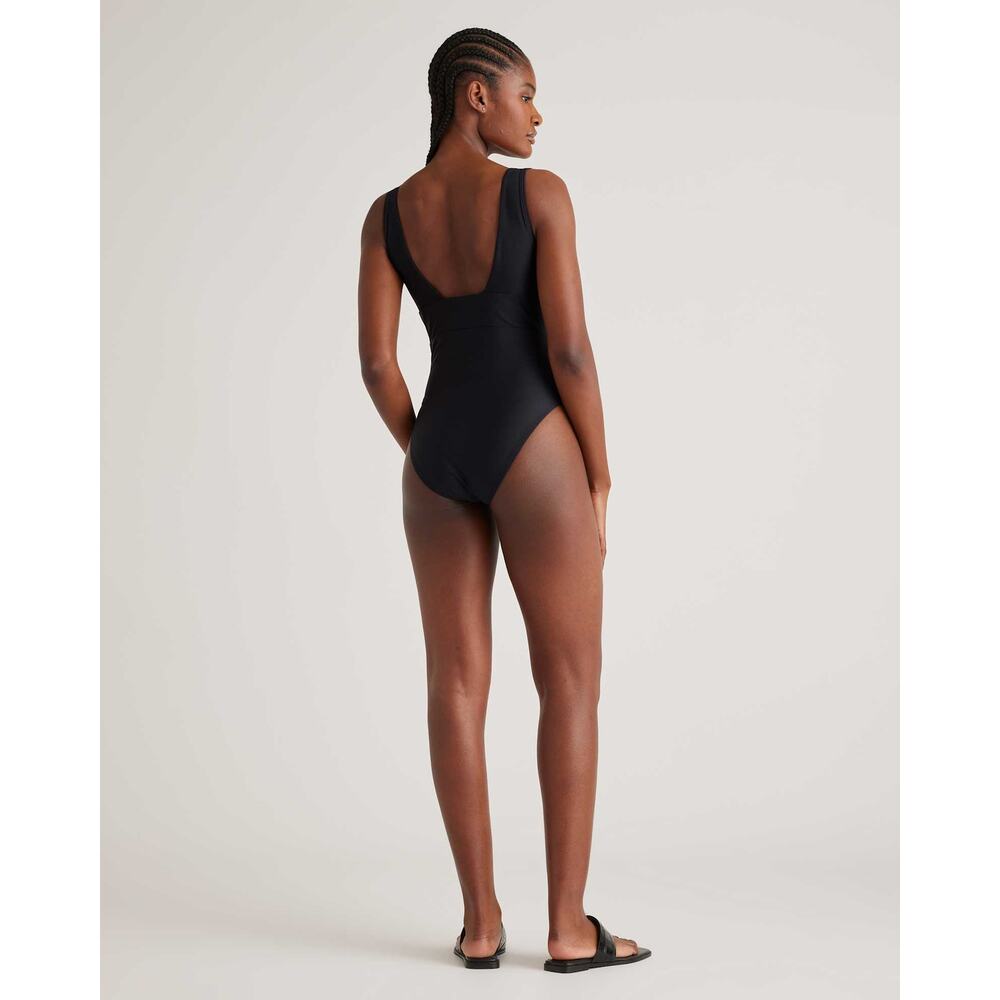 NWT Quince Italian Plunge One-Piece Swimsuit Black M - Picture 3 of 4